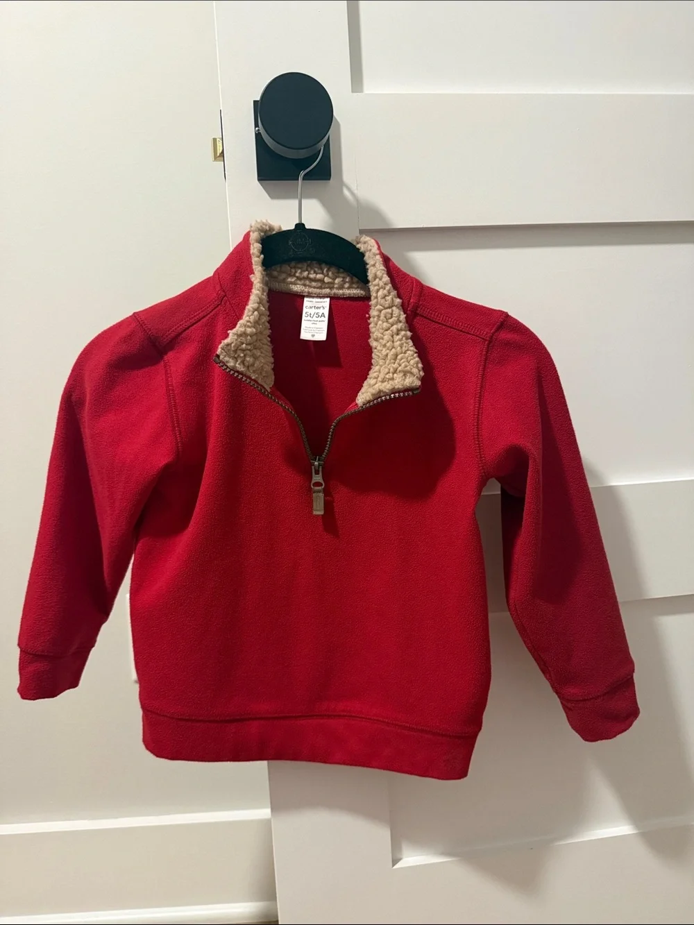 Carter's Red Half-Zip Sherpa Collar Pullover